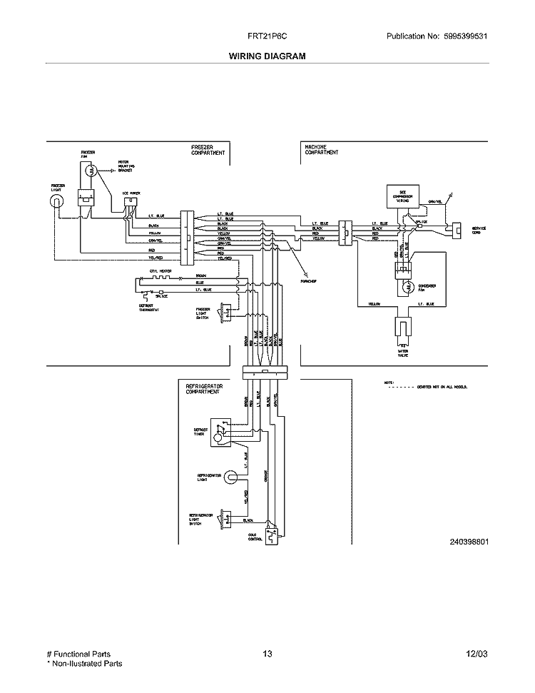 WIRING DIAGRAM Diagram and Parts List for FRT21P6CQ2  Frigidaire Refrigerator