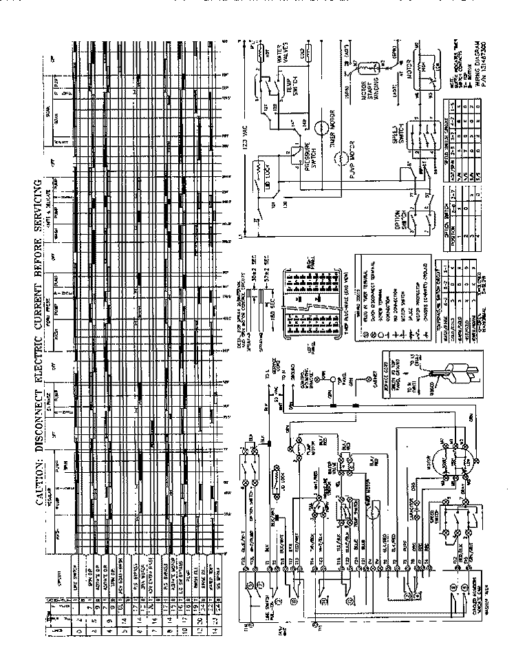 WIRING DIAGRAM Diagram and Parts List for FWS845GCS1  Frigidaire Washer