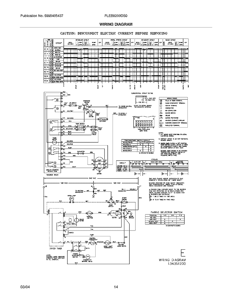 WIRING DIAGRAM Diagram and Parts List for FLEB8200DS0  Frigidaire Washer Dryer Combo