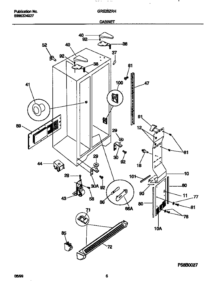 CABINET Diagram and Parts List for GRS26ZRHW0  Gibson Refrigerator
