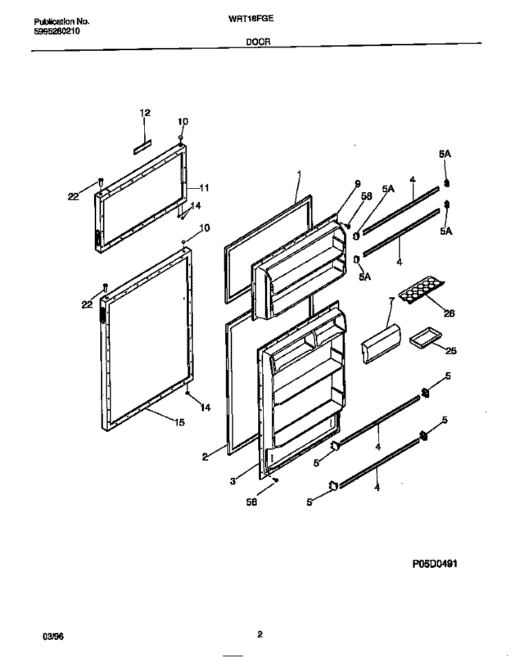 DOOR Diagram and Parts List for WRT18FGEW0  Frigidaire Refrigerator