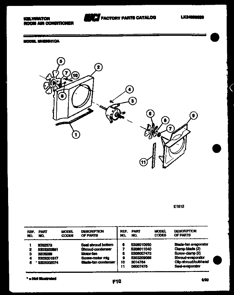 AIR HANDLING PARTS Diagram and Parts List for MH206H1QA  Kelvinator Air Conditioner