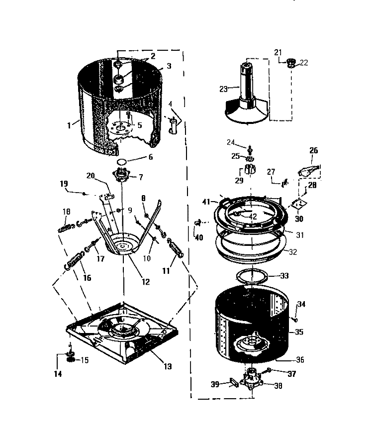TUBS, TRANSMISSION, BASE Diagram and Parts List for LA271JXW3  Frigidaire Washer