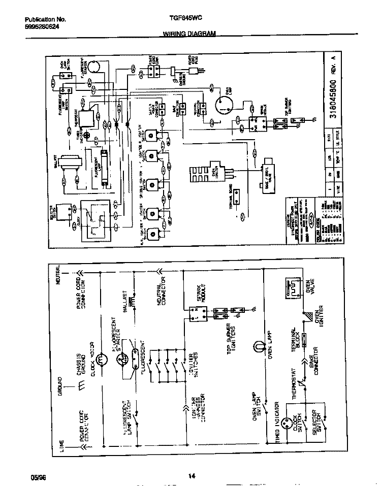 WIRING DIAGRAM Diagram and Parts List for TGF645WCD2  Tappan Range