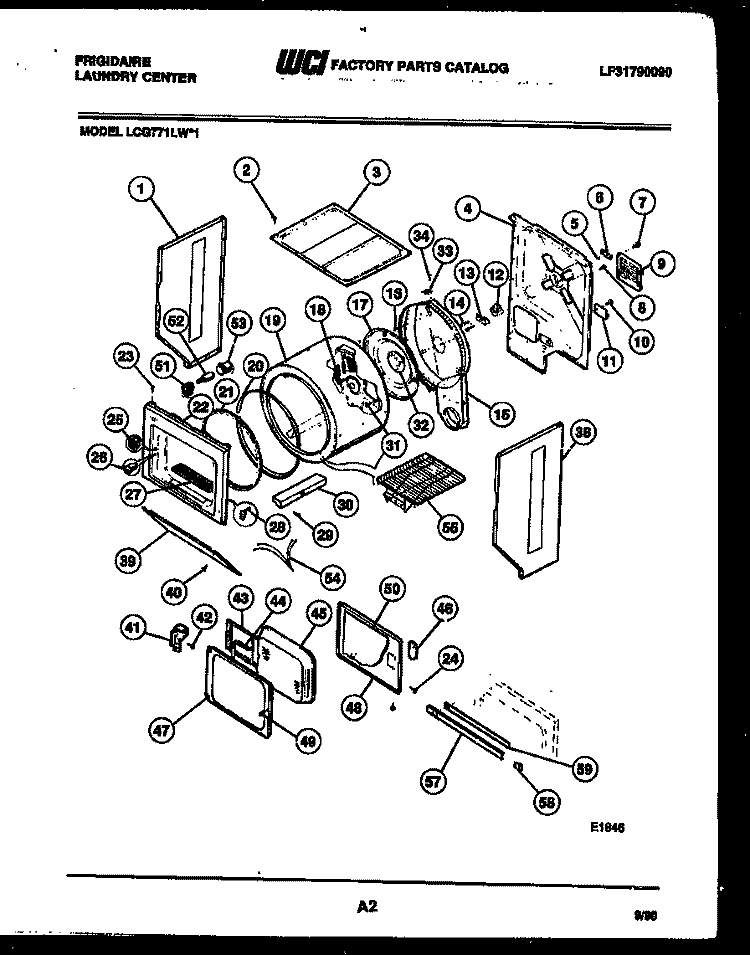 CABINET AND COMPONENT PARTS Diagram and Parts List for LCG771LL1  Frigidaire Washer Dryer Combo