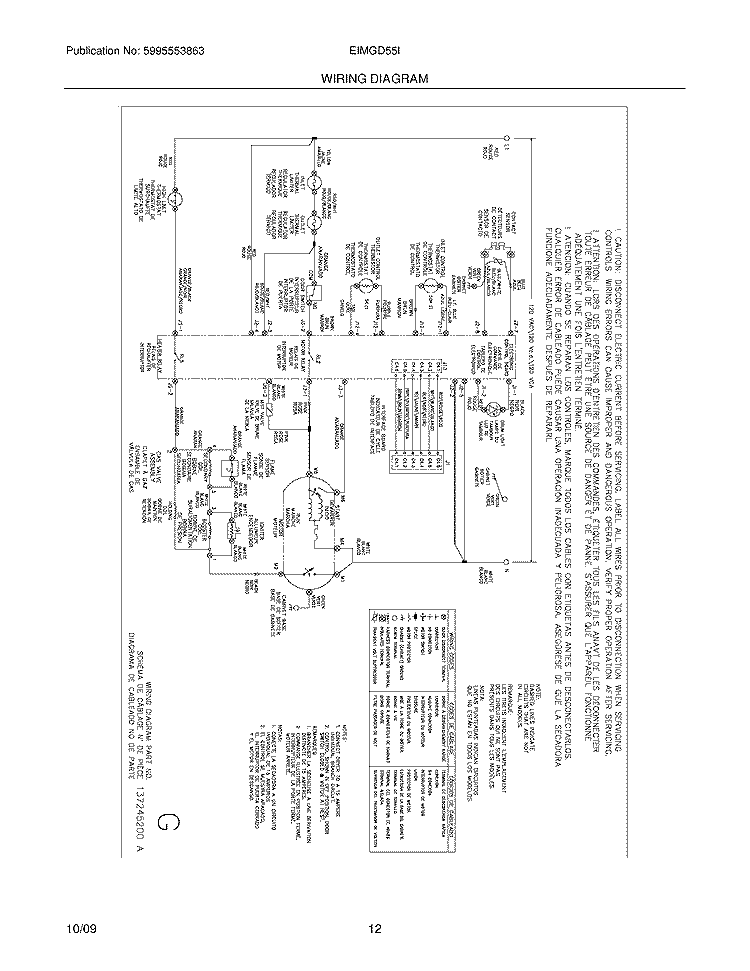 WIRING DIAGRAM Diagram and Parts List for EIMGD55IIW2  Electrolux Dryer