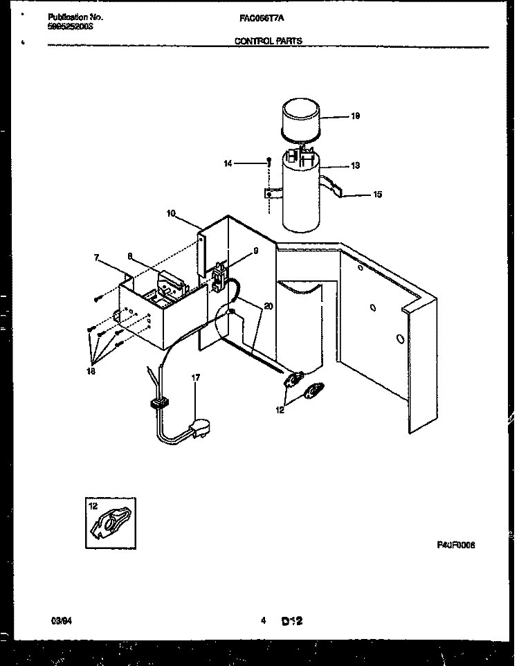 CONTROL PARTS Diagram and Parts List for FAC056T7A1  Frigidaire Air Conditioner