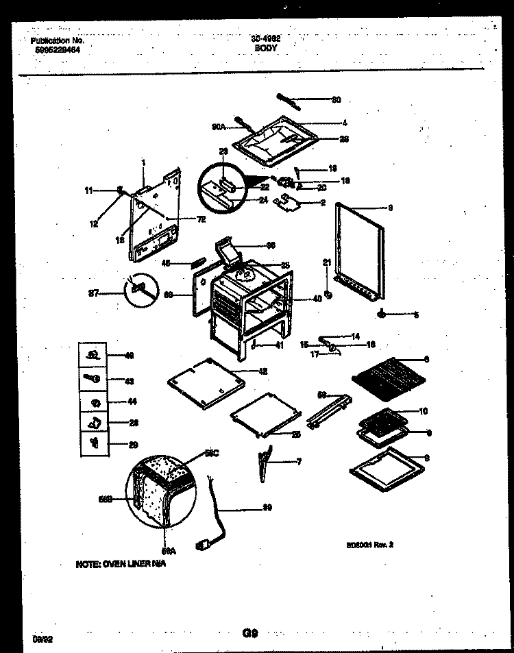 BODY PARTS Diagram and Parts List for 30-4982-23-01  Tappan Range