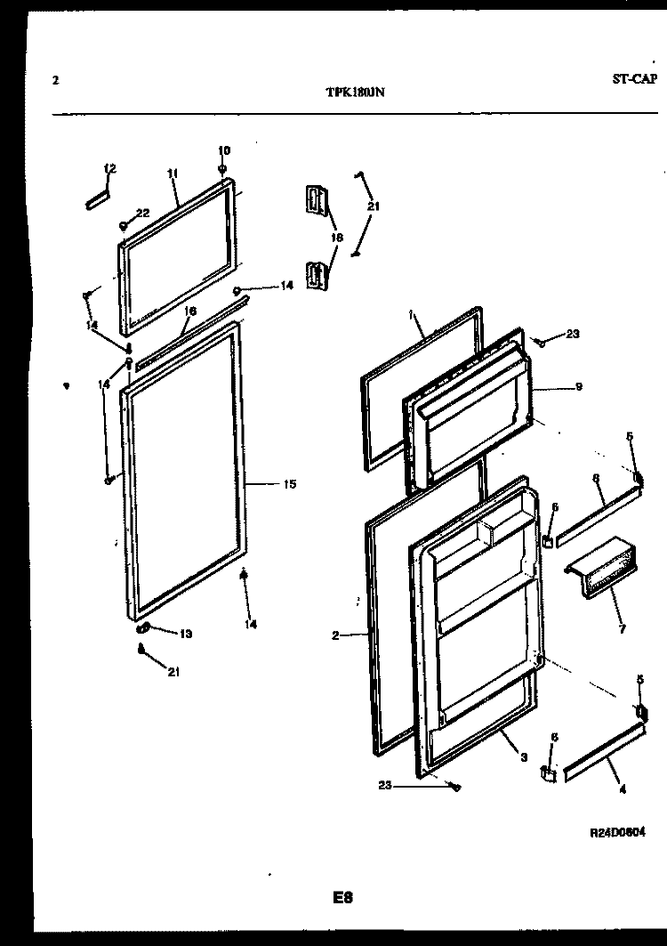 DOOR PARTS Diagram and Parts List for TPK180JN0D  Kelvinator Refrigerator