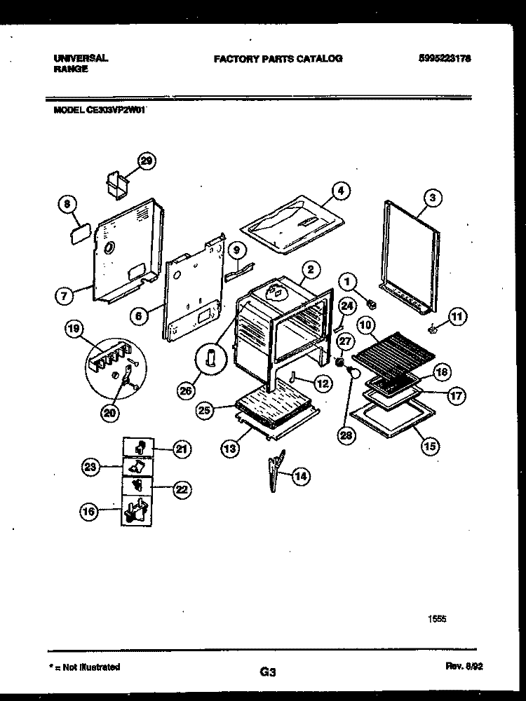 BODY PARTS Diagram and Parts List for CE303VP2W01-23  Tappan Range