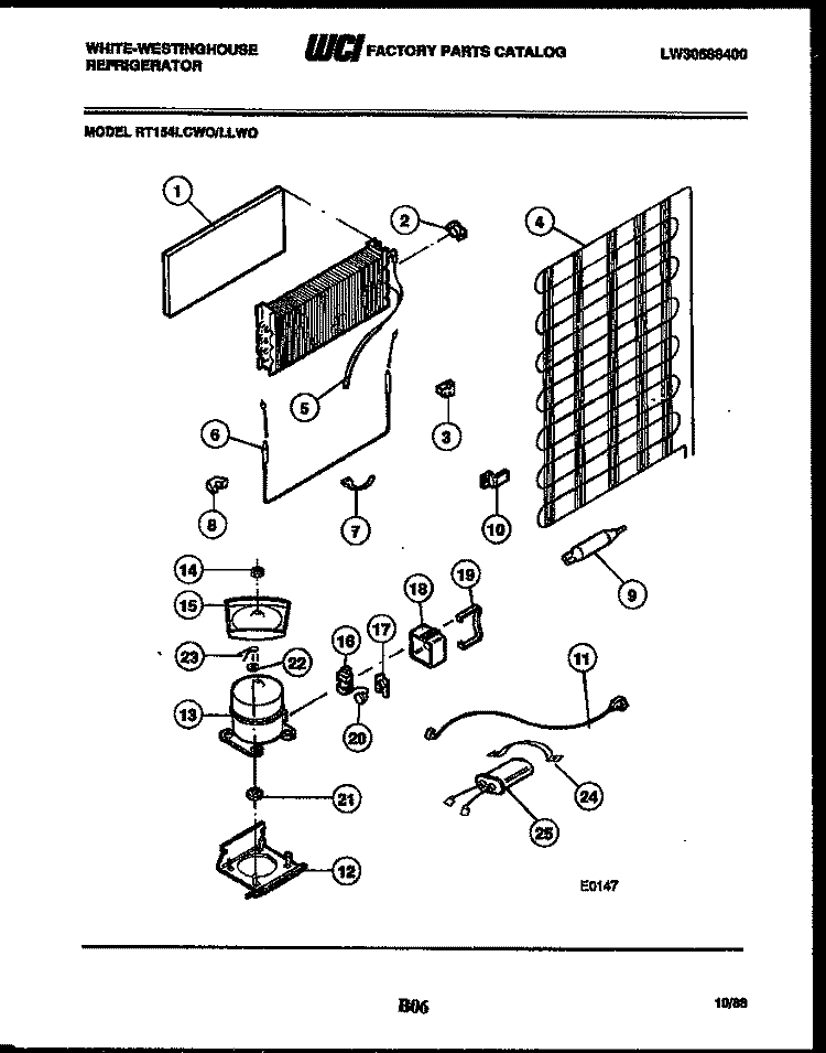 SYSTEM AND AUTOMATIC DEFROST PARTS Diagram and Parts List for RA186GCD5  Frigidaire Refrigerator