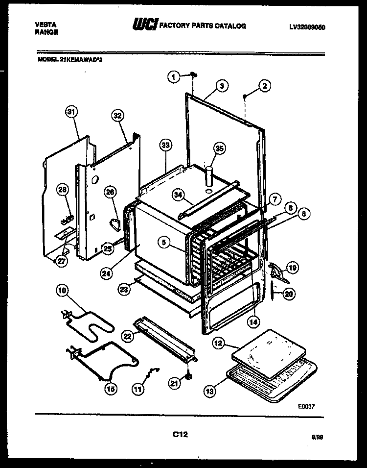 BODY PARTS Diagram and Parts List for 21KEMAWAD3  Tappan Range