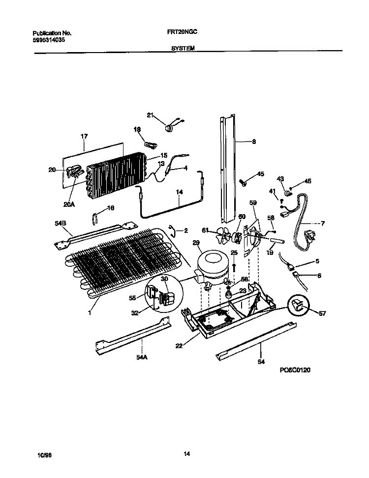 SYSTEM Diagram and Parts List for FRT20NGCB9  Frigidaire Refrigerator