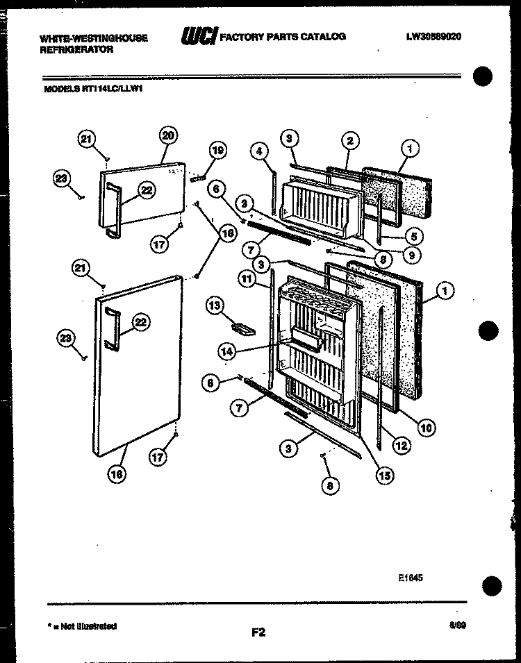 DOOR PARTS Diagram and Parts List for RT114LCD1  Frigidaire Refrigerator