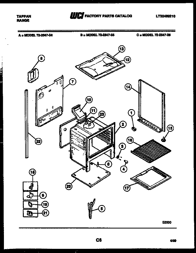 LOWER BODY PARTS Diagram and Parts List for 72-2547-66-04  Tappan Range