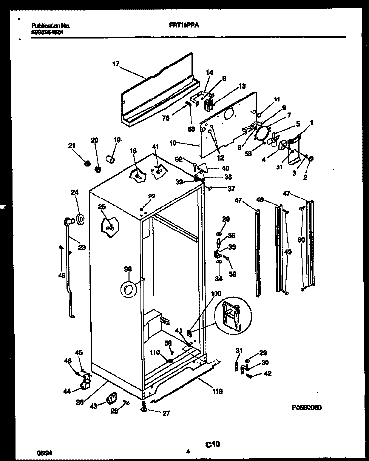 CABINET PARTS Diagram and Parts List for FRT19PRAD1  Frigidaire Refrigerator