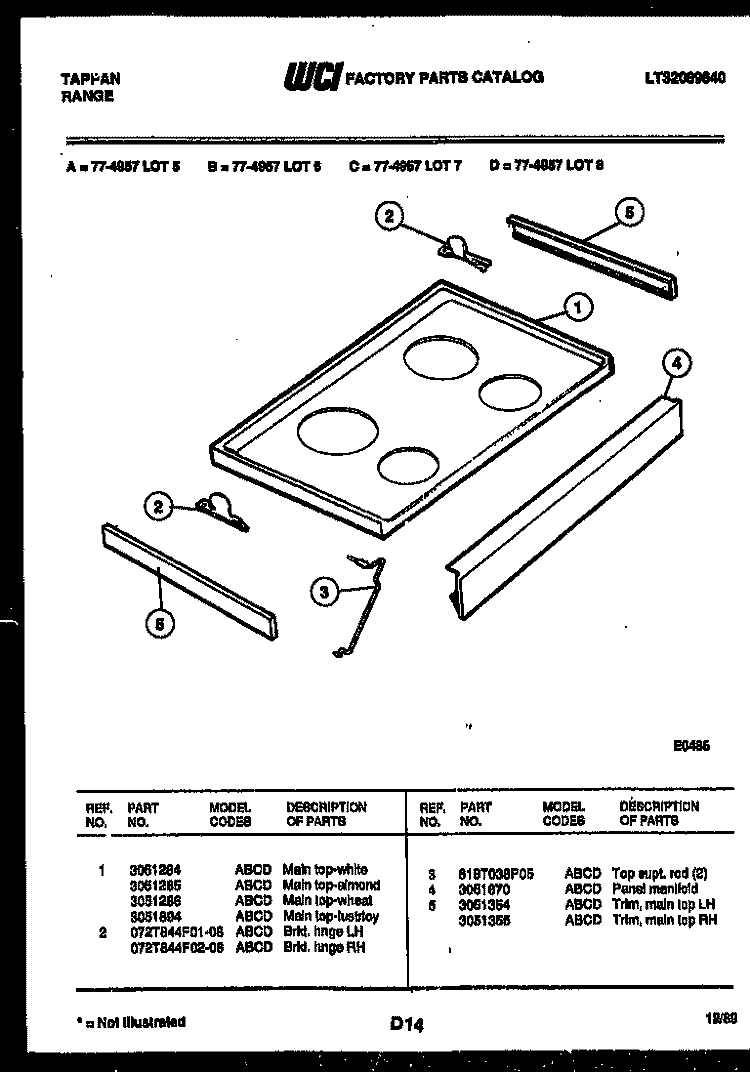 COOKTOP PARTS Diagram and Parts List for 77-4957-00-08  Tappan Range