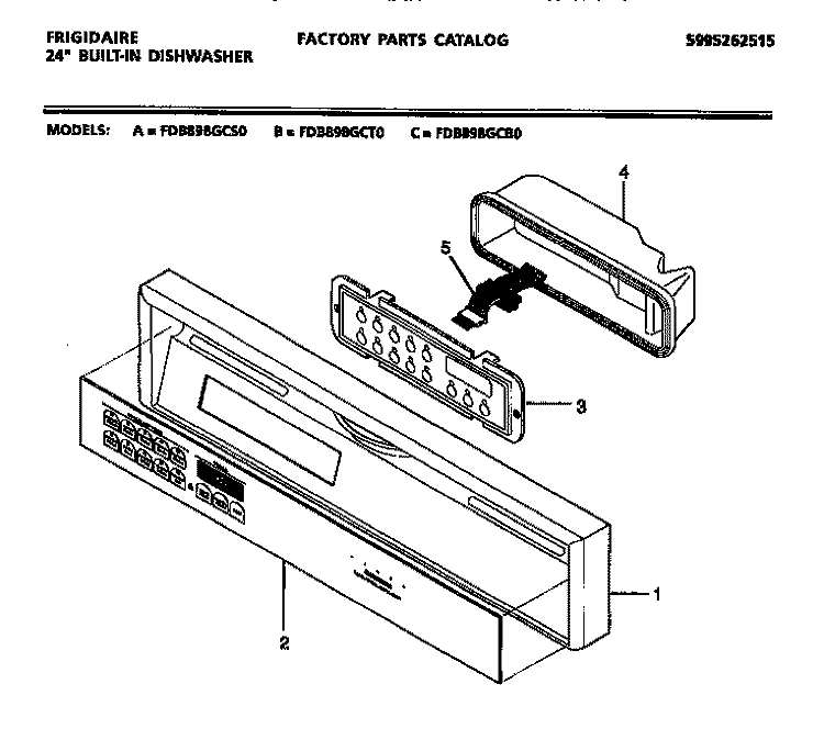 CONSOLE Diagram and Parts List for FDB898GCB0  Frigidaire Dishwasher