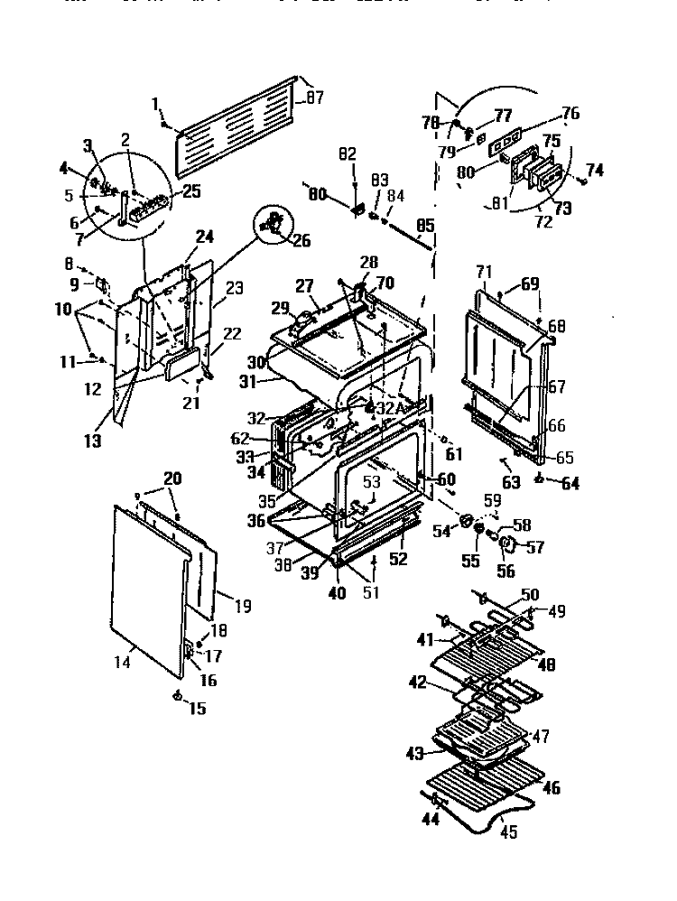 BODY, SIDE PANELS Diagram and Parts List for KF590HDH2  Frigidaire Wall Oven