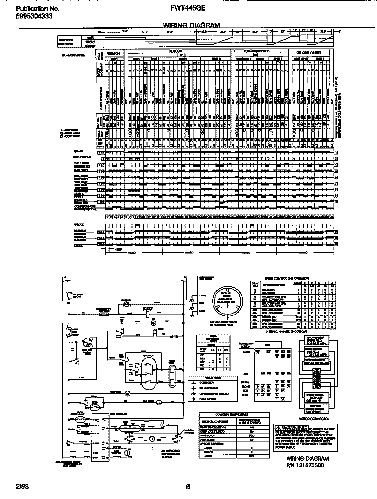 WIRING DIAGRAM Diagram and Parts List for FWT445GES2  Frigidaire Washer