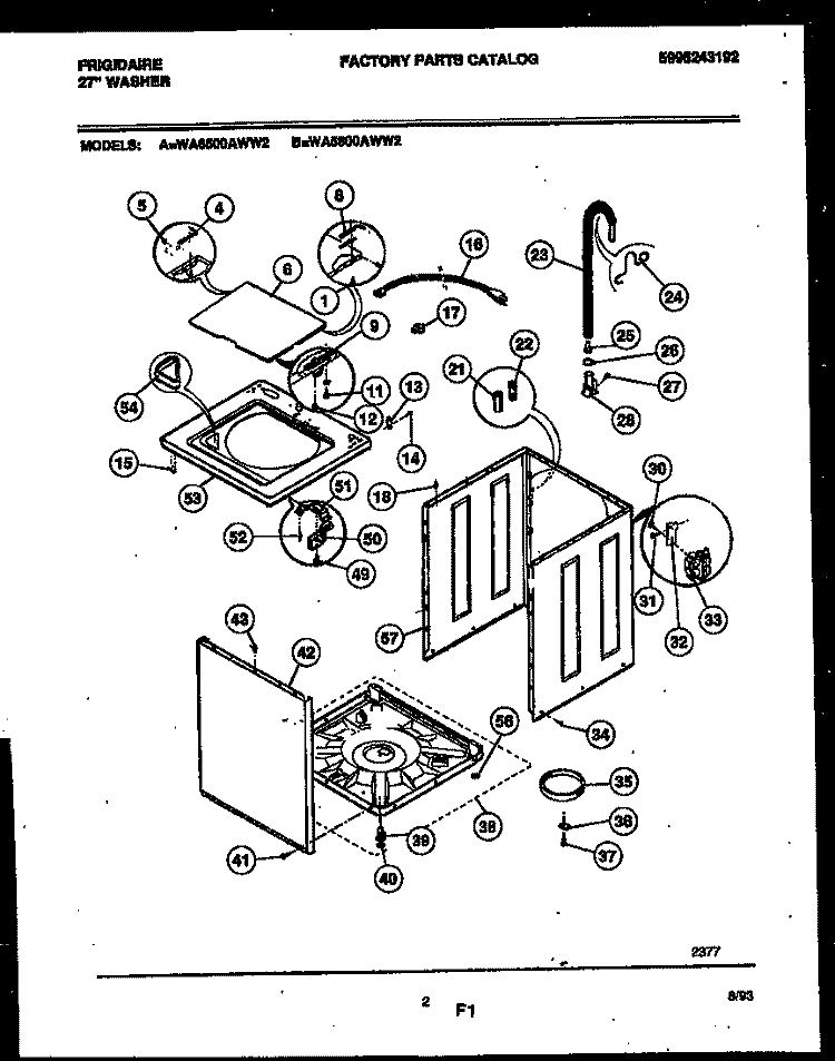 CABINET PARTS Diagram and Parts List for WA6500ADD2  Frigidaire Washer