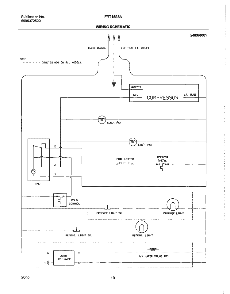 WIRING SCHEMATIC Diagram and Parts List for FRT18S6AB7  Frigidaire Refrigerator
