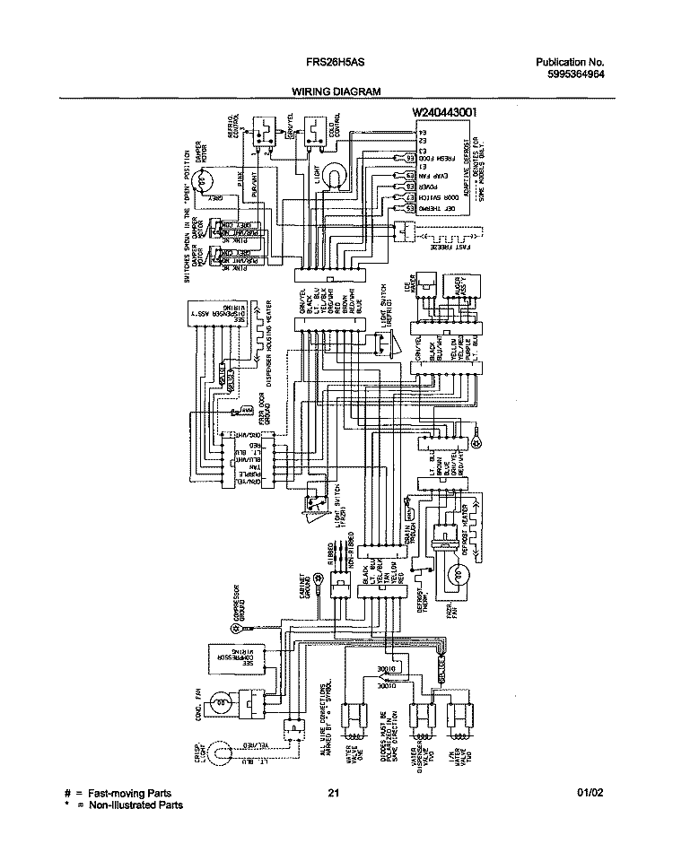 WIRING DIAGRAM Diagram and Parts List for FRS26H5ASB0  Frigidaire Refrigerator