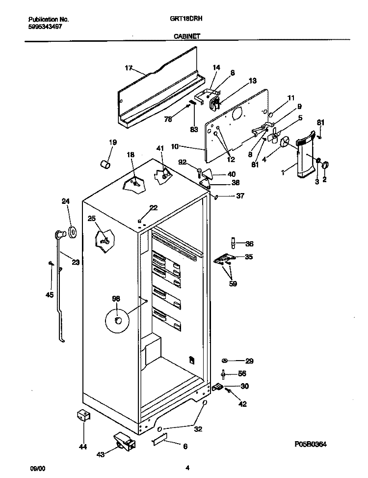CABINET Diagram and Parts List for GRT18DRHD1  Gibson Refrigerator