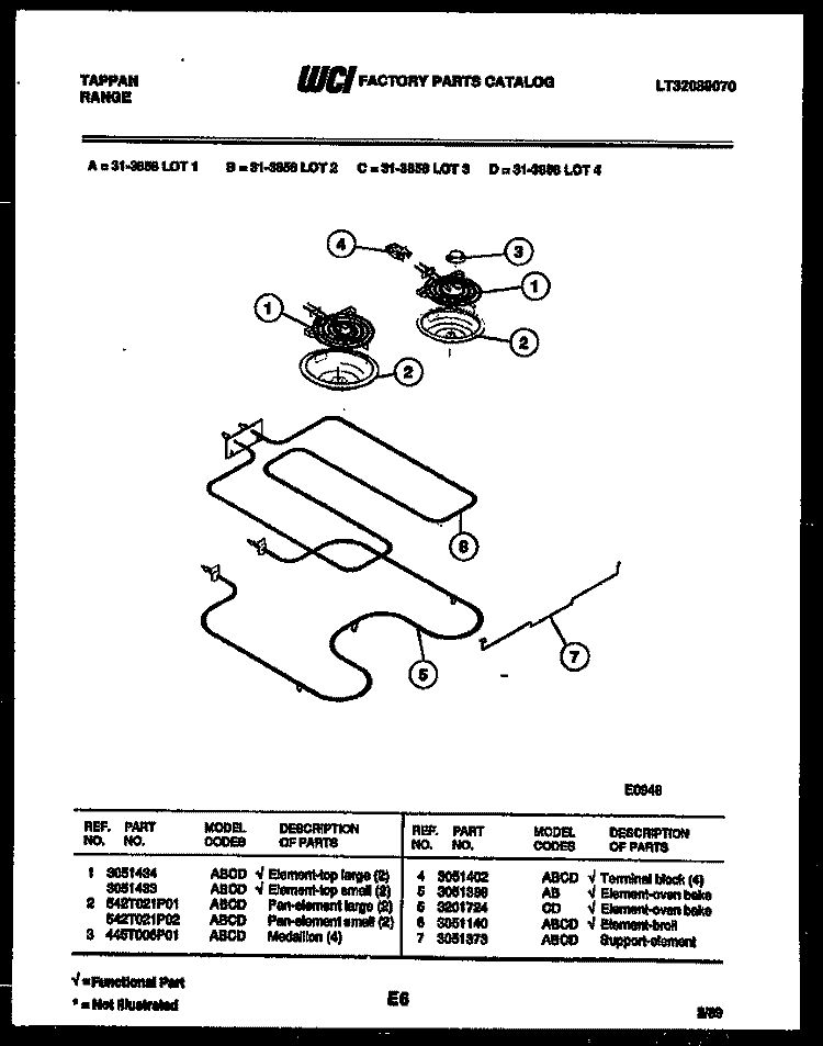 BROILER PARTS Diagram and Parts List for 31-3858-23-01  Tappan Range