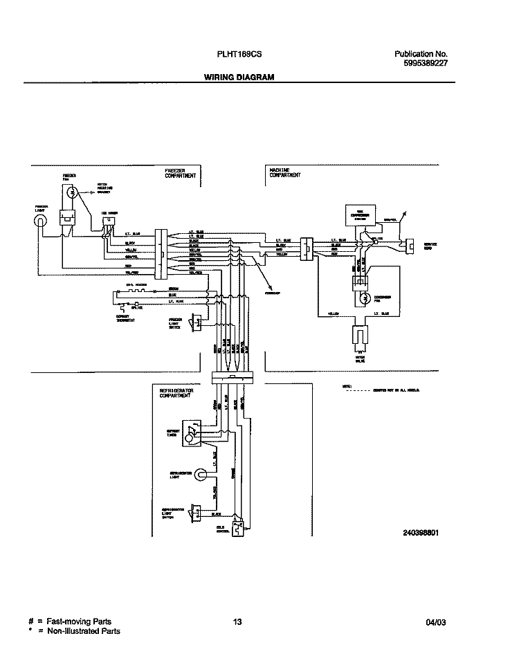 WIRING DIAGRAM Diagram and Parts List for PLHT189CSK0  Frigidaire Refrigerator