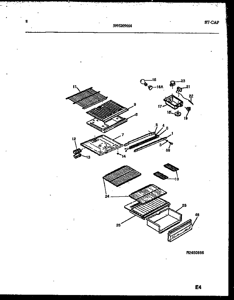SHELVES AND SUPPORTS Diagram and Parts List for ATN152HK0  Frigidaire Refrigerator