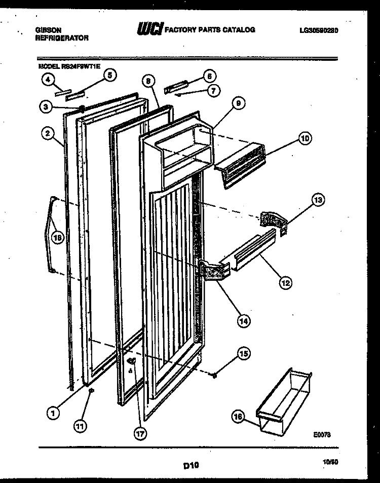 REFRIGERATOR DOOR PARTS Diagram and Parts List for RS24F9WT1E  Gibson Refrigerator