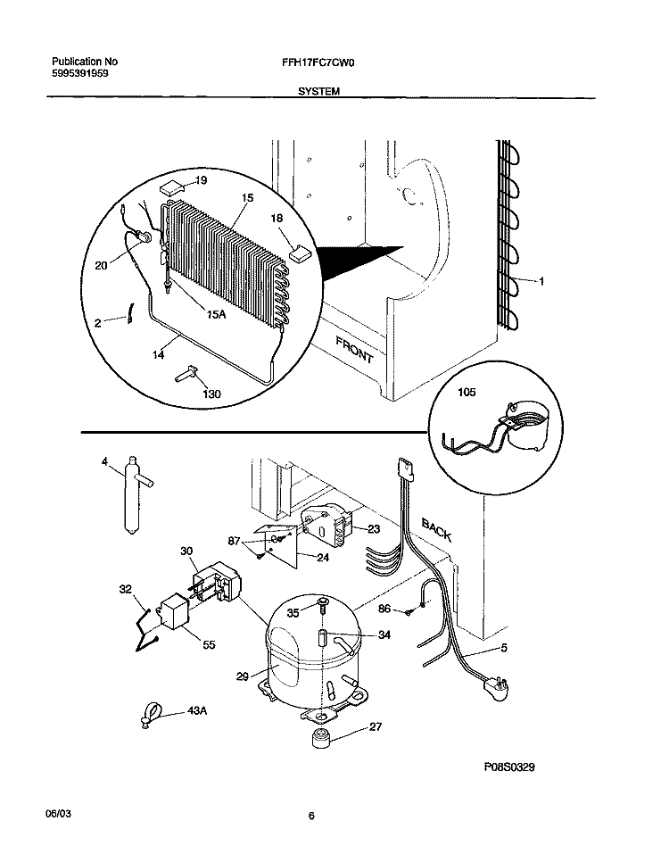 SYSTEM Diagram and Parts List for FFH17FC7CW0  Frigidaire Freezer