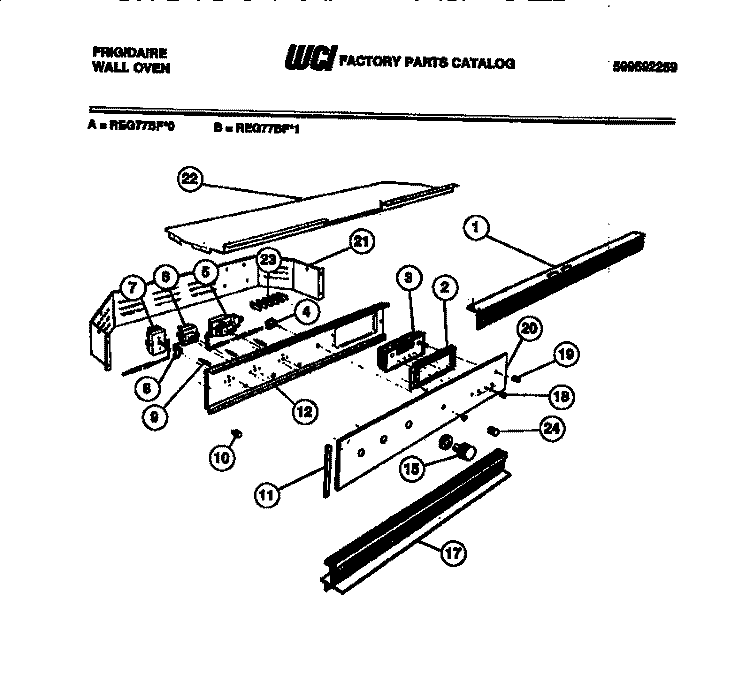 CONTROL PANEL Diagram and Parts List for REG77BFB0  Frigidaire Wall Oven