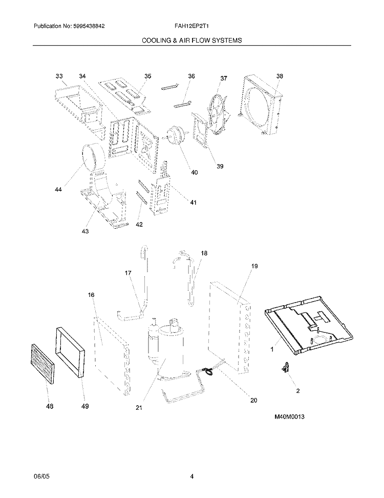 COOLING & AIR FLOW SYSTEMS Diagram and Parts List for FAH12EP2T1  Frigidaire Air Conditioner
