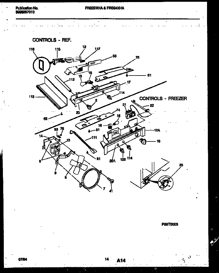 REFRIGERATOR CONTROL ASSEMBLY, DAMP Diagram and Parts List for FRS24XHAB1  Frigidaire Refrigerator