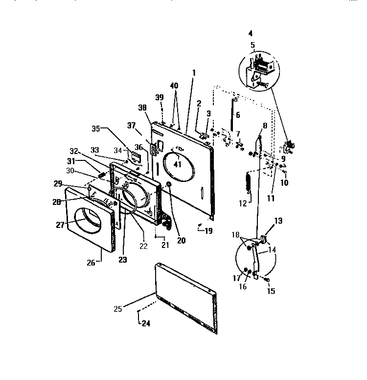 DOOR, FRONT PANEL Diagram and Parts List for LT600JXV1  Frigidaire Washer