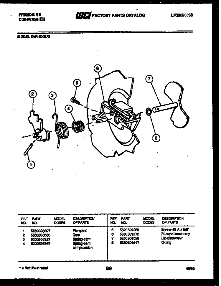 CAM Diagram and Parts List for DW1800H3  Frigidaire Dishwasher