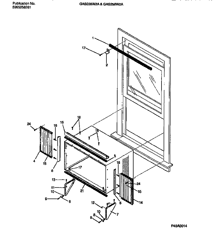 WINDOW MOUNTS Diagram and Parts List for GAS228W2A1  Gibson Air Conditioner