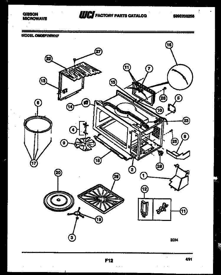 BODY PARTS Diagram and Parts List for OM08P7NWHF  Gibson Microwave