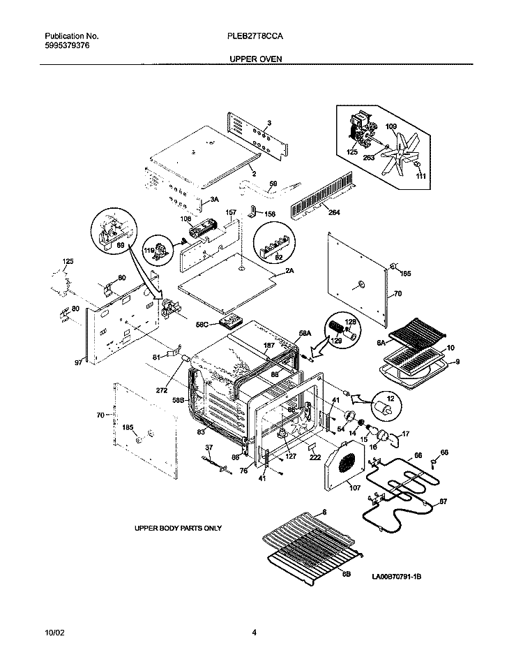 UPPER OVEN Diagram and Parts List for PLEB27T8CCA  Frigidaire Wall Oven
