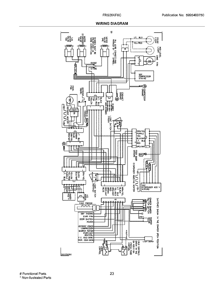 WIRING DIAGRAM Diagram and Parts List for FRS26KF6CB3  Frigidaire Refrigerator