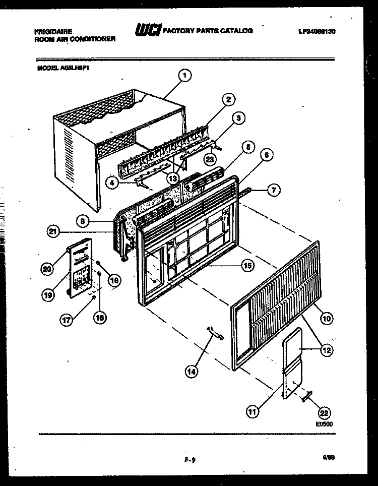 CABINET PARTS Diagram and Parts List for A05LH8F1  Frigidaire Air Conditioner