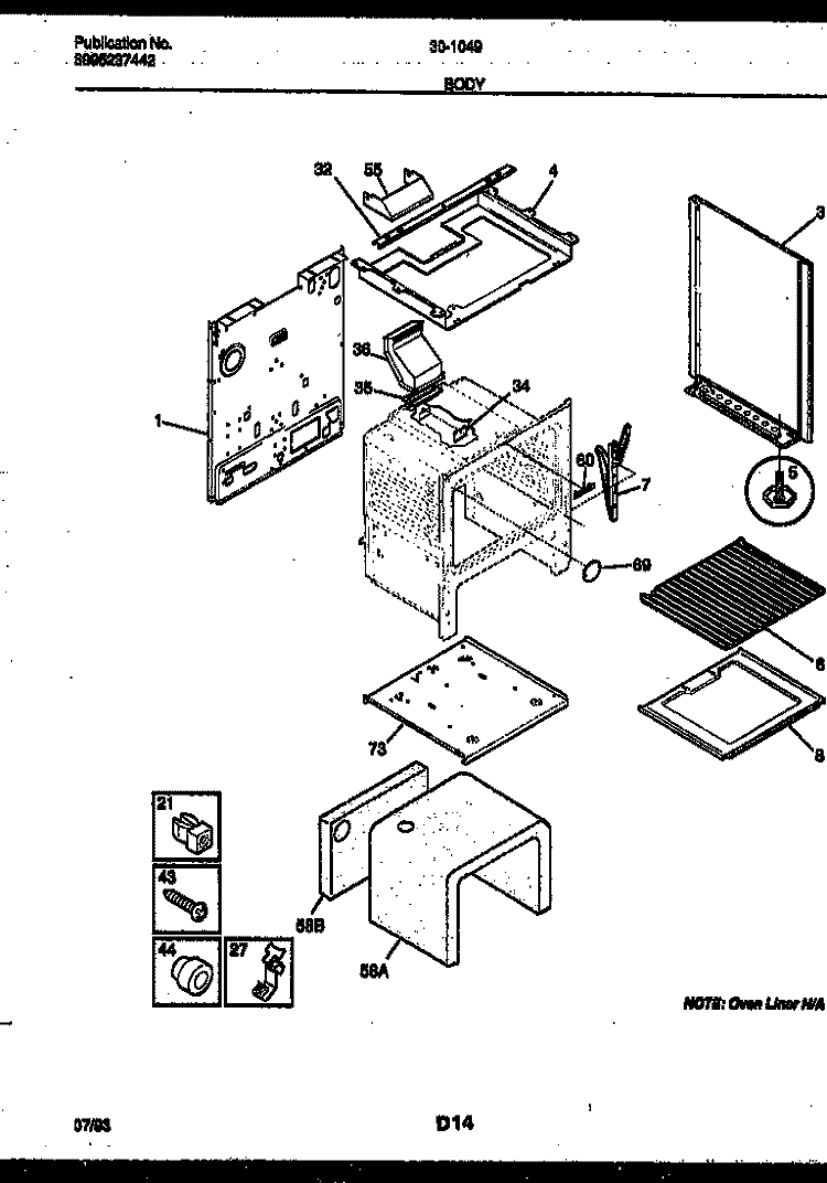BODY PARTS Diagram and Parts List for 30-1049-23-08  Tappan Range
