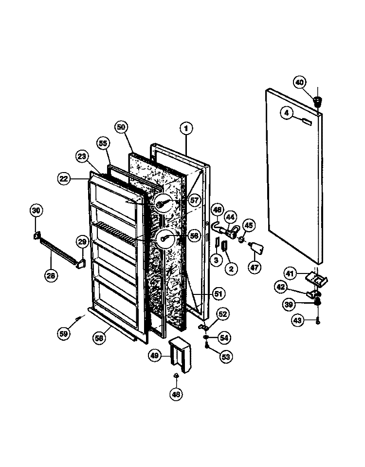 DOOR Diagram and Parts List for MFU17M3BW2  Frigidaire Freezer