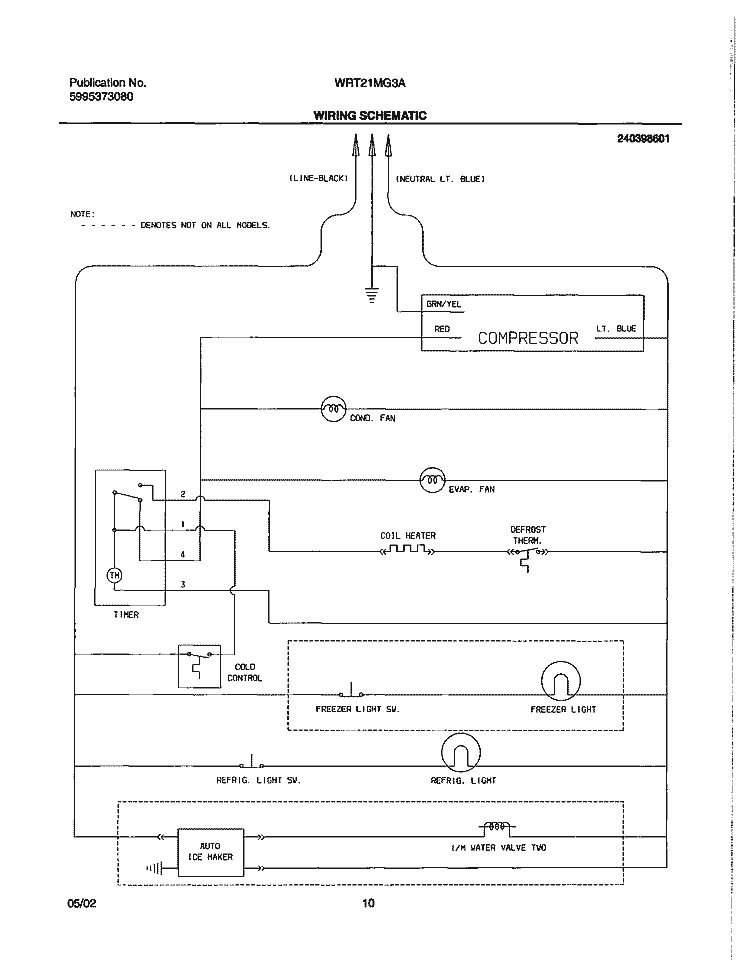 WIRING SCHEMATIC Diagram and Parts List for WRT21MG3AQ2  Westinghouse Refrigerator