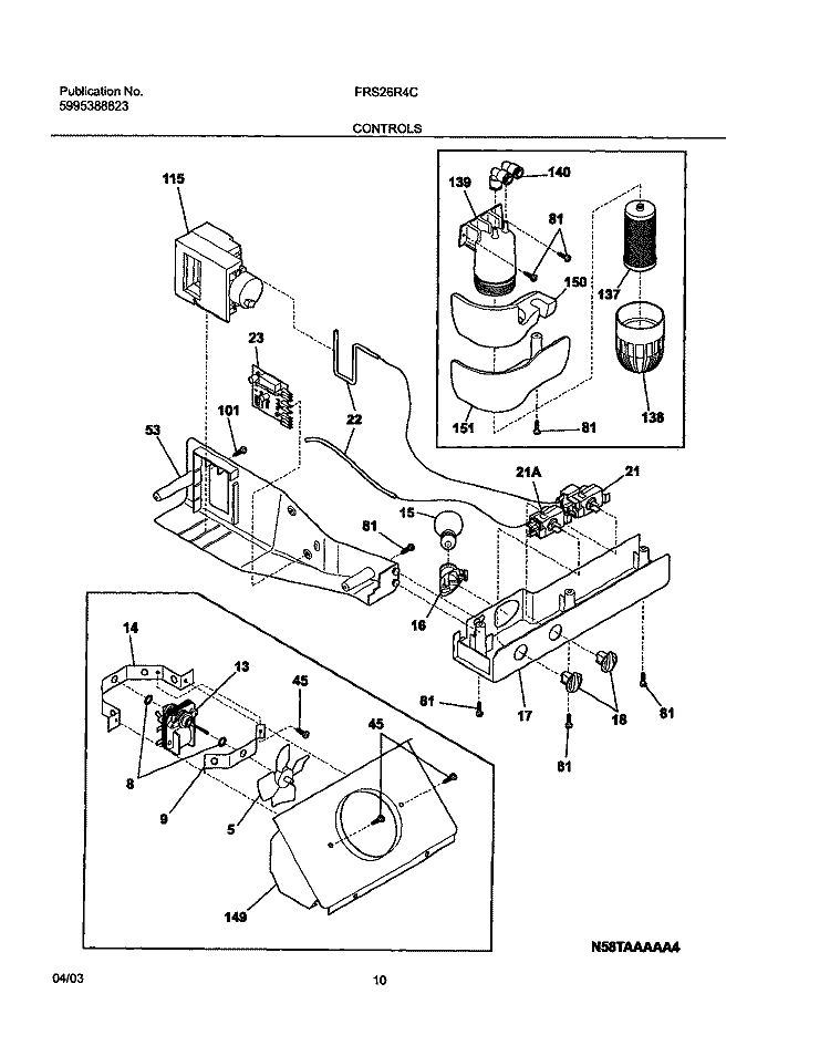 CONTROLS Diagram and Parts List for FRS26R4CB0  Frigidaire Refrigerator