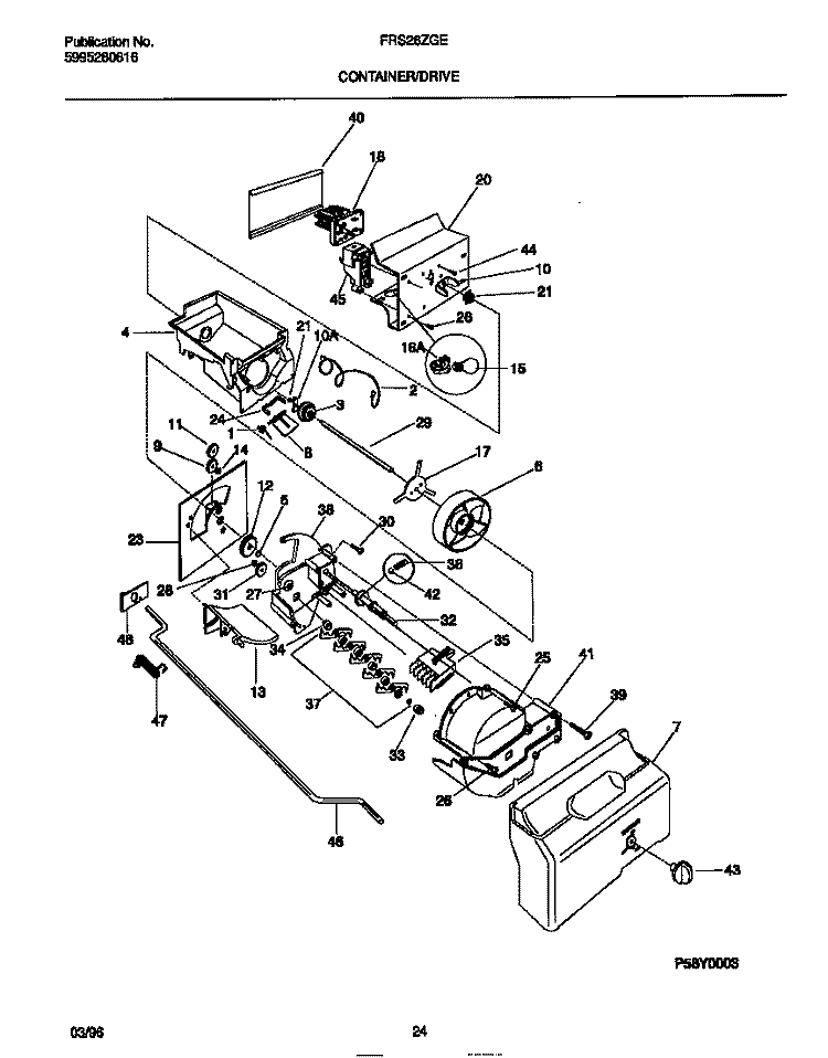 CONTAINER / DRIVE Diagram and Parts List for FRS26ZGEB0  Frigidaire Refrigerator