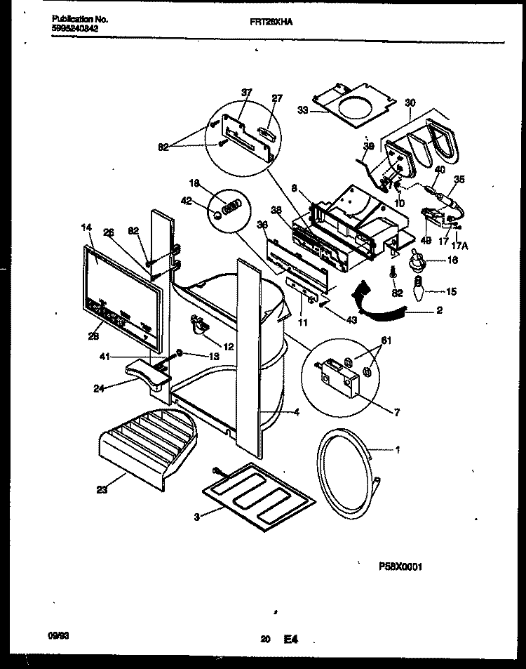 ICE DOOR, DISPENSER AND WATER TANKS Diagram and Parts List for FRT26XHAY0  Frigidaire Refrigerator