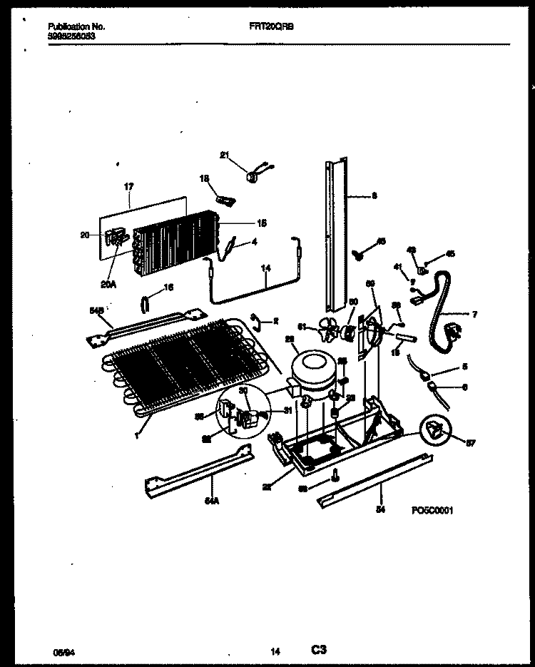 SYSTEM AND AUTOMATIC DEFROST PARTS Diagram and Parts List for FRT20QRBW0  Frigidaire Refrigerator